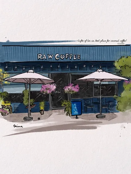 A sketch of a favorite coffee shop in Hoi An, Vietnam. I can create a custom architectural illustration of your business storefront or a place that holds special meaning for you.