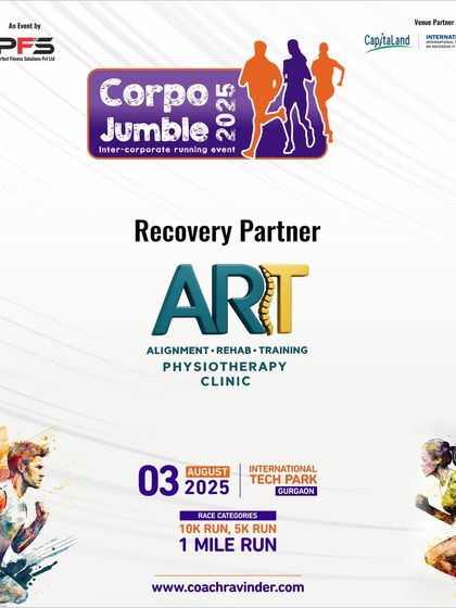 Recovery is as important as the run itself. My partnership with ART Physiotherapy Clinic at Corpo Jumble provides post-race recovery support, helping runners bounce back stronger.