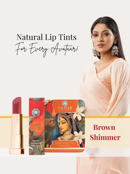 I designed my natural lip tints for every version of you. The Brown Shimmer shade is perfect for an ethnic look, adding a warm, sophisticated glow that complements traditional wear beautifully.