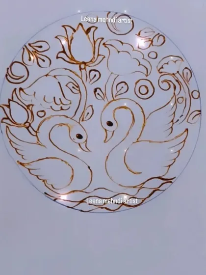 The delicate outline of the swan mandala. Practicing the linework is the first step to ensuring a clean and elegant final design.
