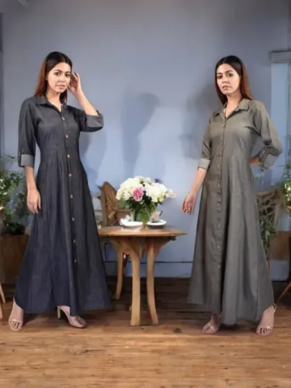 Style isn't just for big events. I designed these soft denim dresses for effortless, everyday chic. They are breathable, flattering, and perfect for sunny days. If you prefer a different fabric, I can customize it to match your personal style.