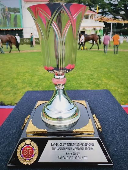 The Jayanth Shah Memorial Trophy, another elegant fluted glass design.