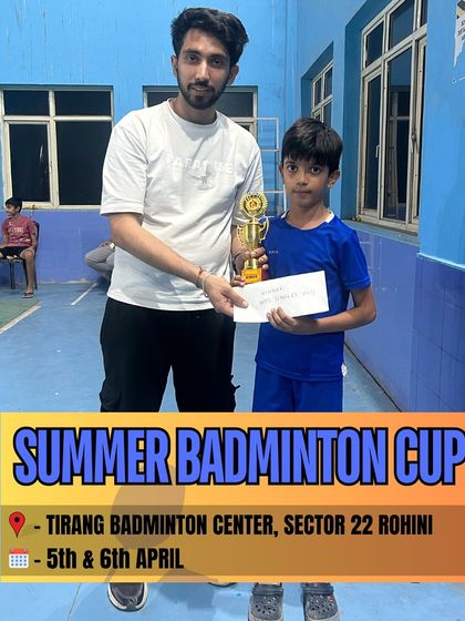 A young winner from the Summer Badminton Cup held at our Rohini center. I organize events across all my locations in Delhi NCR.