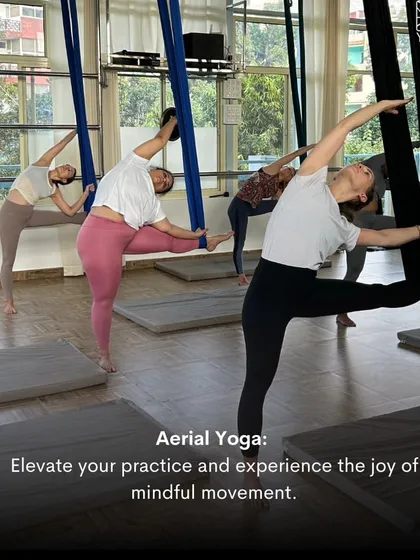 There's a special kind of joy in flying together. In my aerial yoga classes, we use the hammock to support our bodies, allowing us to explore new movements, build strength, and experience the freedom of mindful suspension.