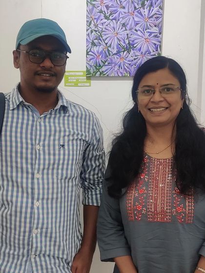 My "Purple Haze" painting of Aster flowers, which was sold at an exhibition. It's always a joy to connect with fellow artists and art lovers.