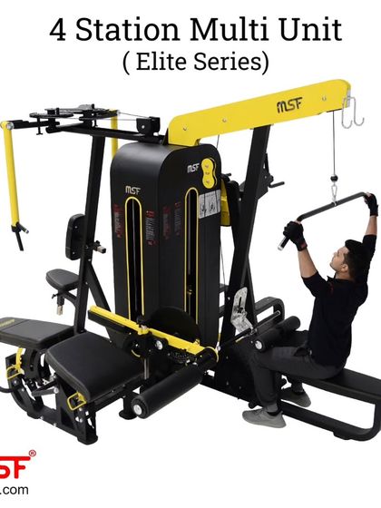 A user on the lat pulldown station.