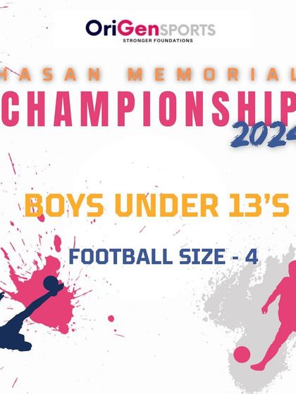 An informational graphic specifying the ball size for the Boys Under 13's category.