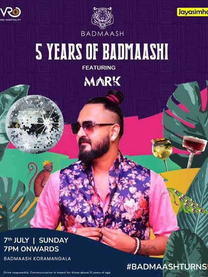 Celebrating 5 years of Badmaashi at Badmaash Koramangala. It was a special anniversary event with a jungle theme.