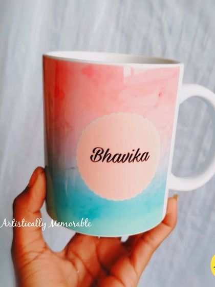 Here's another example of a custom name mug, created for Bhavika. It's a perfect addition to any birthday or anniversary hamper.