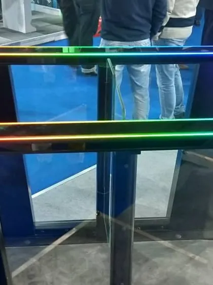 For commercial properties and office buildings, we install advanced turnstile gates. This model features integrated RGB lighting that can indicate access status, combining high security with modern aesthetics.