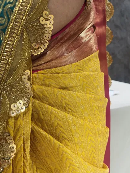 **South Indian Drapes:** Learn the art of the South Indian drape, focusing on achieving those perfect, fluffy pleats and a clean silhouette, ideal for silk sarees.