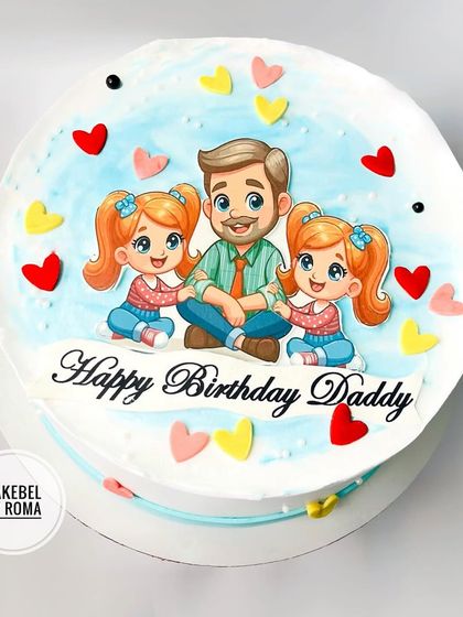 A sweet "Happy Birthday Daddy" cake from his two little twin princesses.