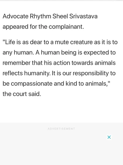 The court's powerful words from the judgment, emphasizing our responsibility to be compassionate and kind to animals. This was a core part of the legal and moral victory.
