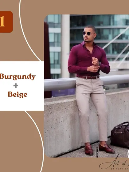 For a look that is both warm and rich, try pairing burgundy and beige. This combination is perfect for date nights or winter layering, adding depth and sophistication.