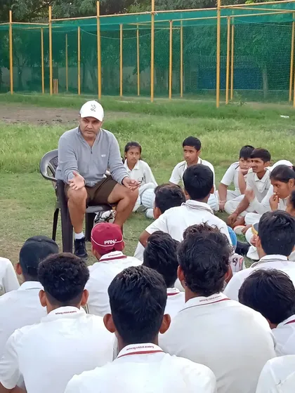 Virender Sehwag explains a complex concept to our young players. These sessions go beyond physical training, covering tactics, mindset, and the pressures of professional cricket.