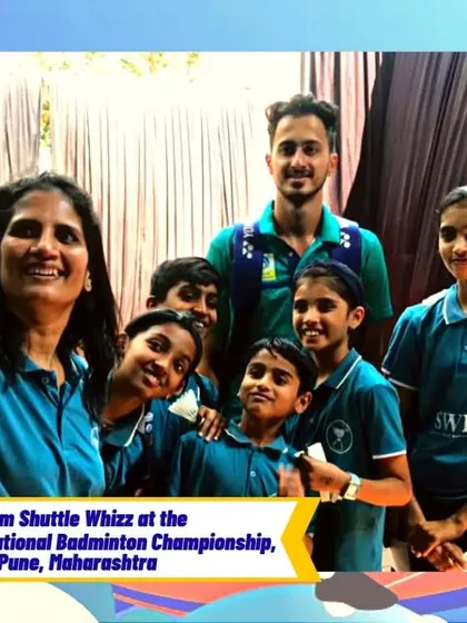 Our students taking a selfie with a professional player at the Senior National Championship, an inspiring experience for our rising stars.