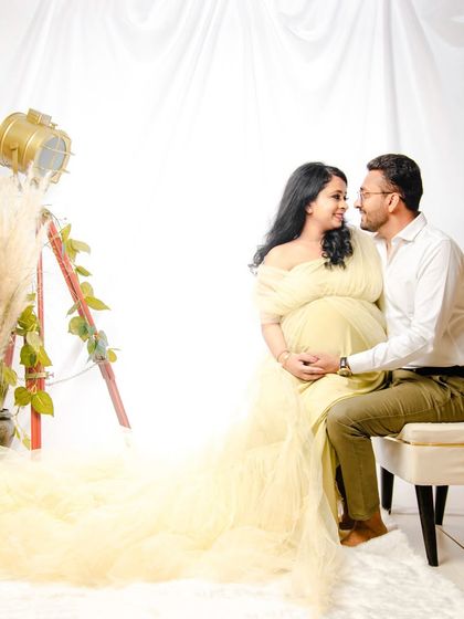 Another look at our yellow gown, this time showing how we can create different poses and intimate moments within the same setup.