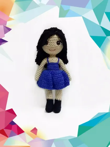 This is one of the two best friend dolls, wearing a lovely blue dress. I craft each look-alike doll by hand to match the photos and descriptions provided by my clients.
