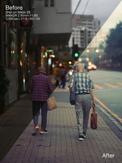 See the difference a single click can make. This before-and-after of a heartfelt moment on the streets of Kowloon shows how my presets can bring out the emotion and story in your photos, turning a simple snapshot into a cinematic memory. This is the power of finding the story through editing.