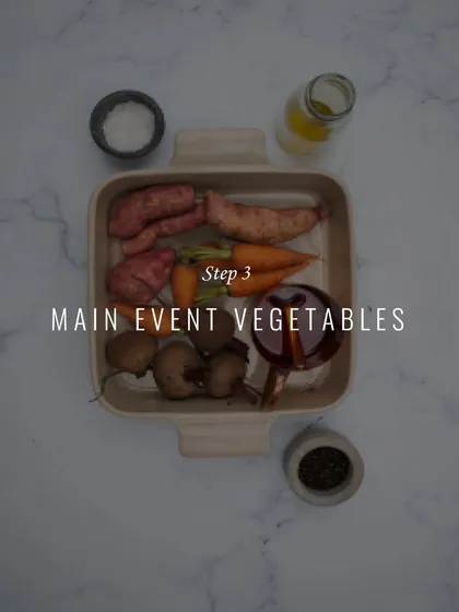 A look at the main event vegetables for our stew-making workshop. We teach how to build flavour by caramelizing hearty vegetables like sweet potato, carrots, and beetroot.