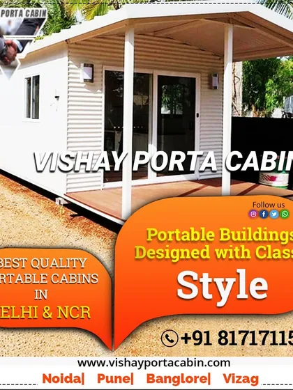 We design portable buildings with classic style. This white cabin with a porch is a great example of a simple, elegant, and functional space that can be used as a small home or office.
