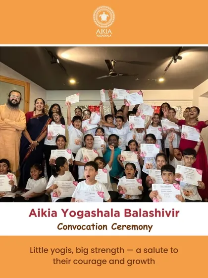 The beginning of a mindful journey for our little sadhaks. The convocation ceremony for our Balashivir, or kids' camp, celebrates the courage and growth of our youngest yogis as they complete their program.