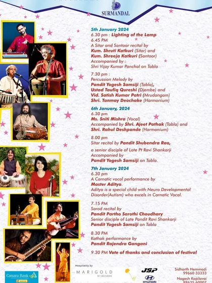 A poster for the Surmandal music and dance festival in Hyderabad, where I performed with the amazing Pandit Yogesh Samsi.