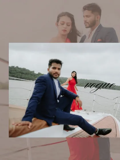 A creative collage with a "Vogue" inspired theme, perfect for couples who want a high-fashion and editorial feel for their pre-wedding photos.