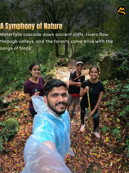 A selfie during a forest trek in Meghalaya. It's a symphony of nature, with cascading waterfalls and the songs of birds.