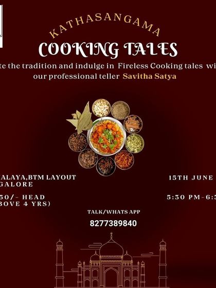 Another version of the "Cooking Tales" poster, inviting the community to watch our master chef and storyteller in action.