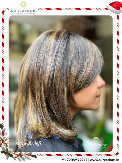 We specialize in blending grays with style. These soft brown and ash highlights create a sophisticated look that embraces natural color with a modern twist.