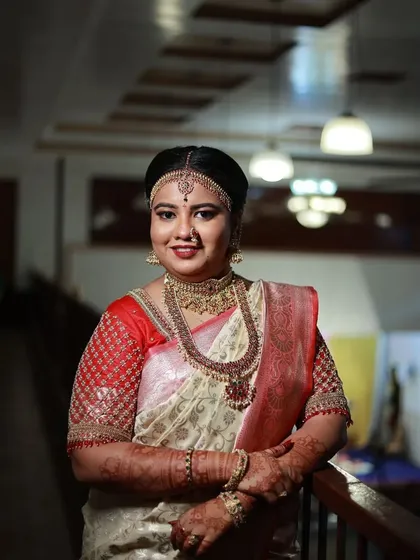 The complete look, showing how all the pieces come together to create a stunning bridal ensemble.