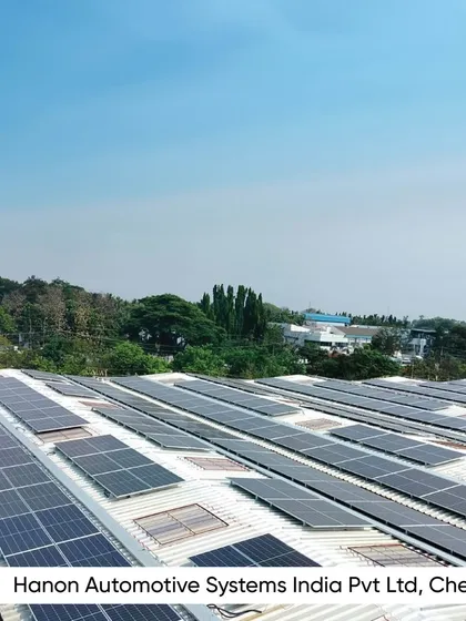 A rooftop solar plant for Hanon Automotive Systems in Chennai. Our collaborations with industry leaders have successfully mitigated over 8.5 lakh tons of CO2 emissions, contributing significantly to a sustainable future.