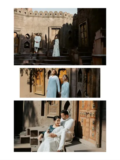 A collage showcasing a variety of poses and moments from a single heritage shoot. This highlights the different perspectives we capture, from wide architectural shots to intimate close-ups.
