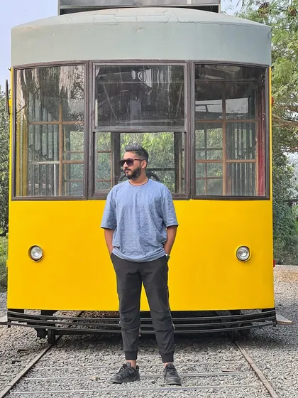 A portrait of me at the tram location, ready for a day of shooting.