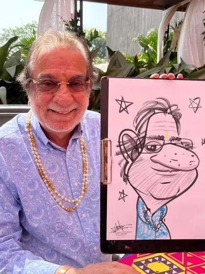 It's a joy to sketch guests of all ages. This gentleman was a great sport and loved his caricature at the Radisson Blu resort wedding.