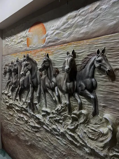 The texture and form of this 3D horse mural are designed to be appreciated from every angle.