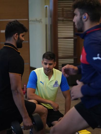 Observing players during a strength session. I'm constantly assessing form and providing feedback.