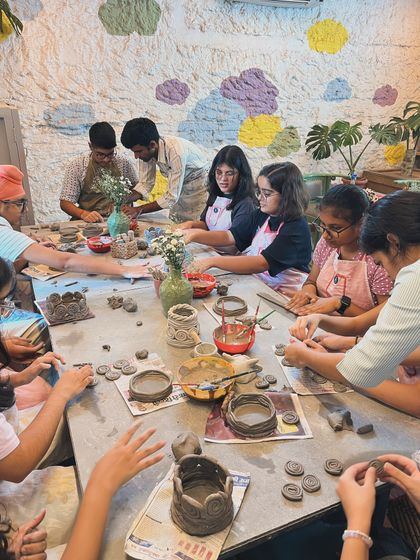 A full table of kids completely engaged in their pottery projects is what our parties are all about. It's a wonderful, shared activity that makes for a very happy birthday group.