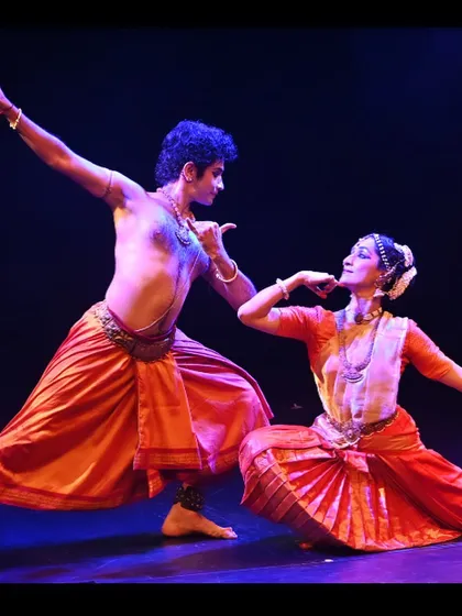 A dynamic moment from 'Converse', my duet production with Pavitra Krishna Bhat. Here, we explore the dialogue between two distinct classical styles, Bharatanatyam and Kuchipudi, finding harmony in their contrasting energies.
