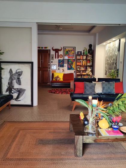 A wide shot of my Bangalore studio, a space filled with color, art, books, and plants. This is the new home of House of Berserk.