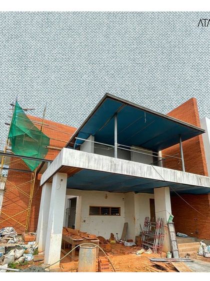 The Madani Residence in progress. Here you can see the combination of brickwork and concrete taking shape, showcasing the material honesty that is a hallmark of our designs.