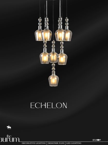 The 'Echelon' cluster pendant features bottle-shaped glass shades at varying heights. This design adds vertical interest and a touch of industrial-chic elegance, perfect for a stairwell or a room with high ceilings.