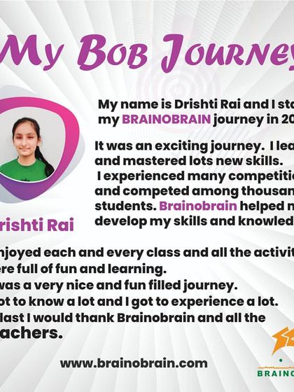 "I enjoyed each and every class." Drishti Rai shares her exciting journey since 2016, where she mastered new skills and competed among thousands of students.