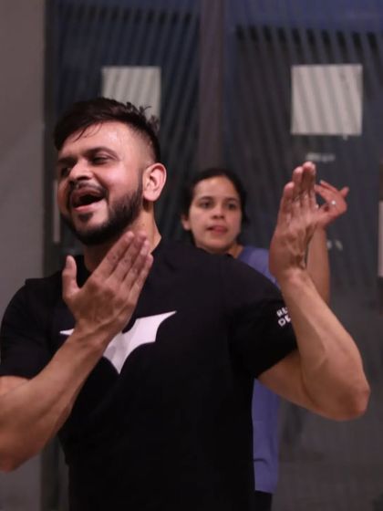Our instructor in his element during a Bhangra class. His passion and energy are what make our sessions so popular and effective.