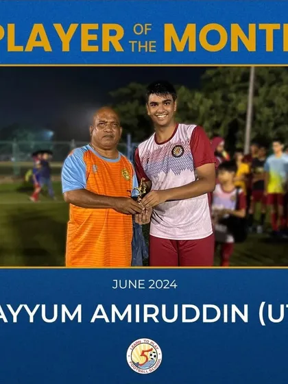 Qayyum Amiruddin, our U15 Player of the Month for June 2024, with our founder.