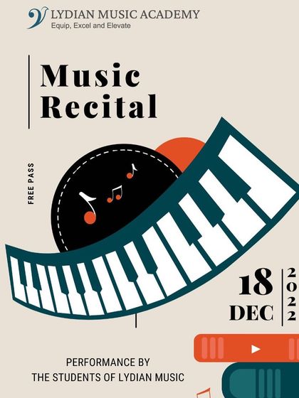 The poster for our very first Music Recital in 2022. This event marked the beginning of our performance journey with our students.