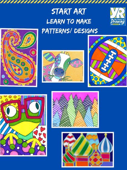 This collage showcases the variety of patterns and designs students learn to create, from paisley and animals to geometric and architectural forms.
