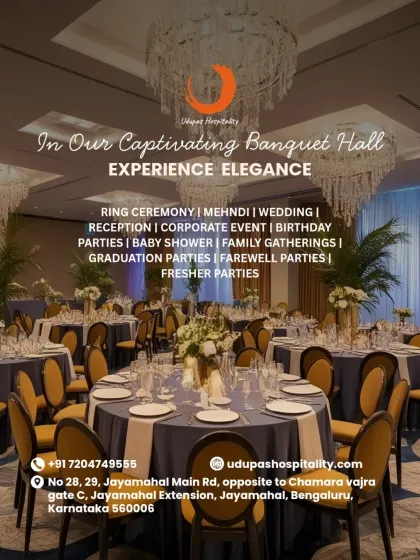 Our captivating banquet hall is perfect for a wide range of celebrations, including ring ceremonies, mehendis, weddings, receptions, birthday parties, and more. We provide an elegant setting for every milestone.