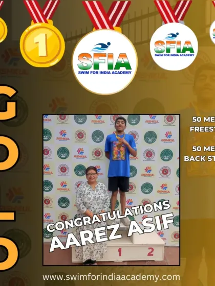 Aarez Asif had an amazing run at the CBSE North Zone Championship, bringing home two golds in the 50-meter freestyle and 50-meter backstroke, plus two silver medals.
